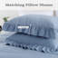 Ensemble de housse de couette à très grand lit, 2 pièces Shabby Chic Farmhouse, motif à volants rétro, microfibre douce, bleu-126214295-126214300
