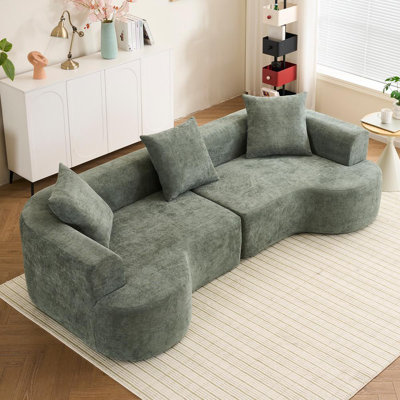 Raeann Curved Upholstered Sectional Sofa with Deep Seat & Pillows by George Oliver