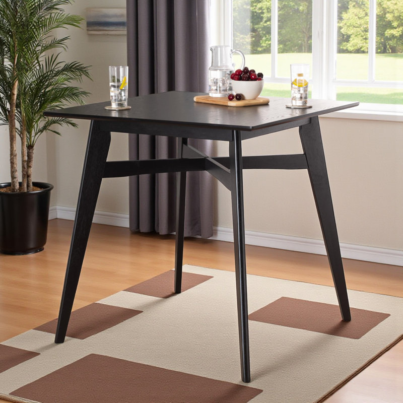 Milo Mid-Century Modern Counter Height Pub Table in Black Finish, 36.23'' H X 35.83'' W X 35.26'' D, Black