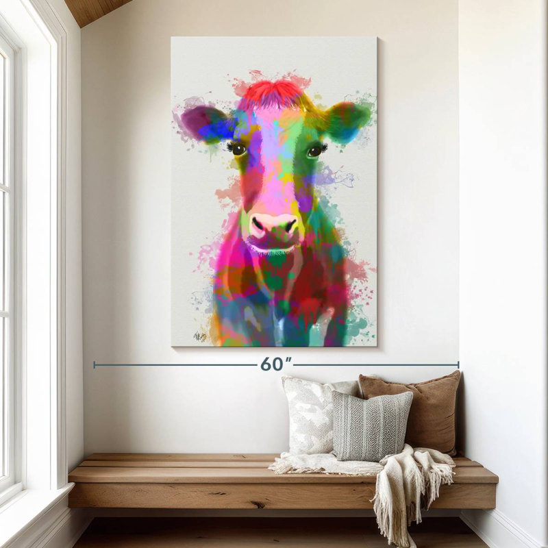 Brampt Rainbow Splash Cow, 51" H x 34" W