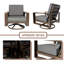 Ensemble de meubles de patio en aluminium 5 pièces avec 2 chaises pivotantes et 2 fauteuils
