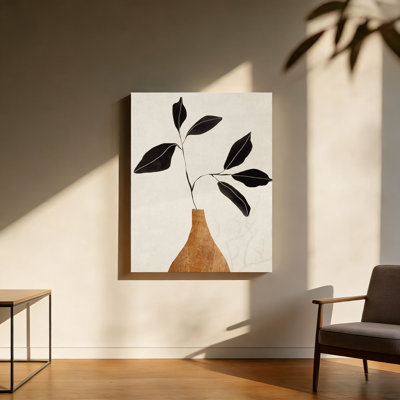 Abstrait floral neutre, art mural en bois à l'arrière, 30 L x 20 l