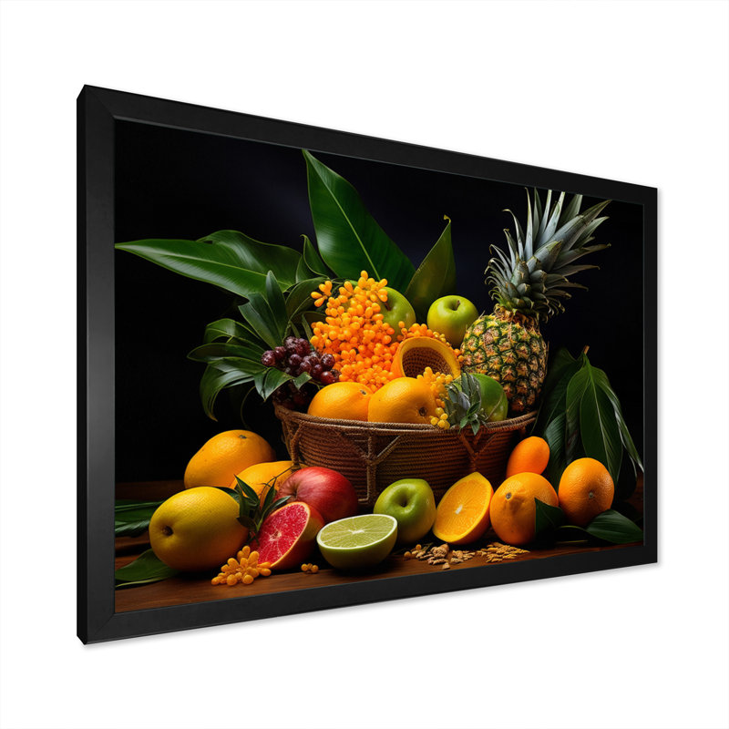 Caraïbes, fruits I - impression, Cadre photo noir, H 34 po x l 44 po x P 1,5 po