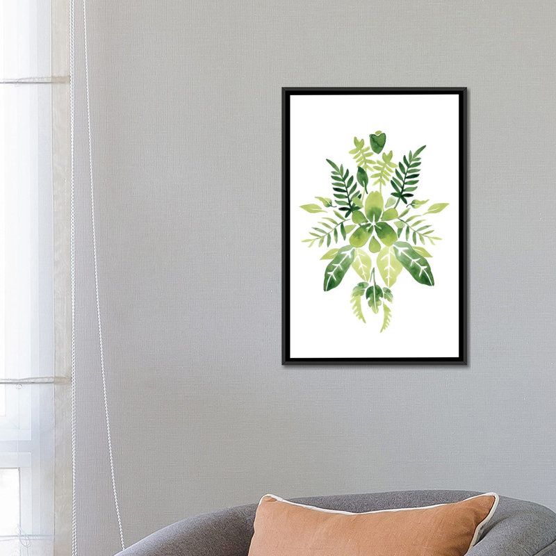 « verdoyant vignette iv », impression sur toile, H 26 po x l 18 po x P 1,5 po, Toile avec cadre noir, Pas de tapis