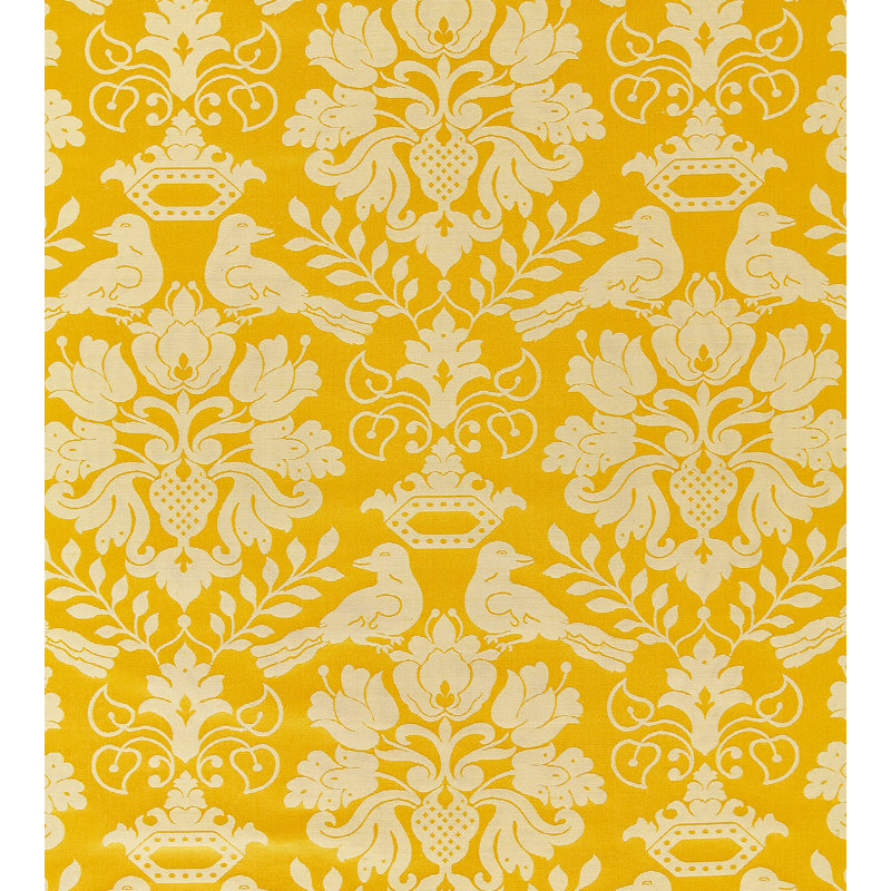 Love Bird Silk Fabric, Gold