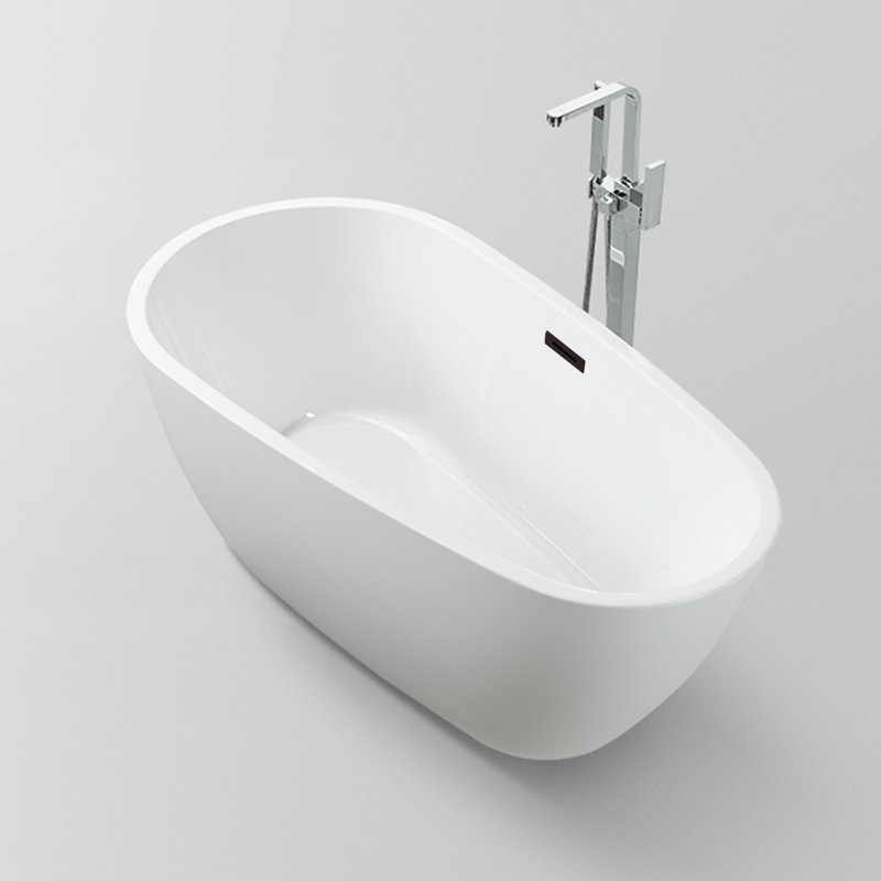 Freestanding Soaking Acrylic Bathtub, White/Oil Rubbed Bronze, 23.6'' H X 31.5'' W X 67'' L