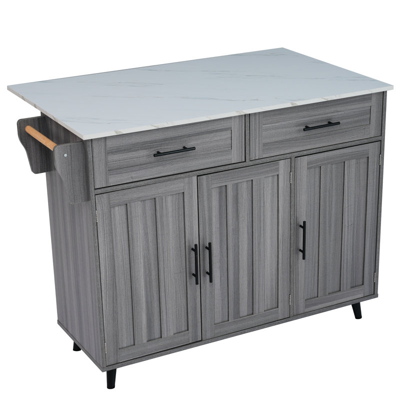 Wood Kitchen Island, Grey