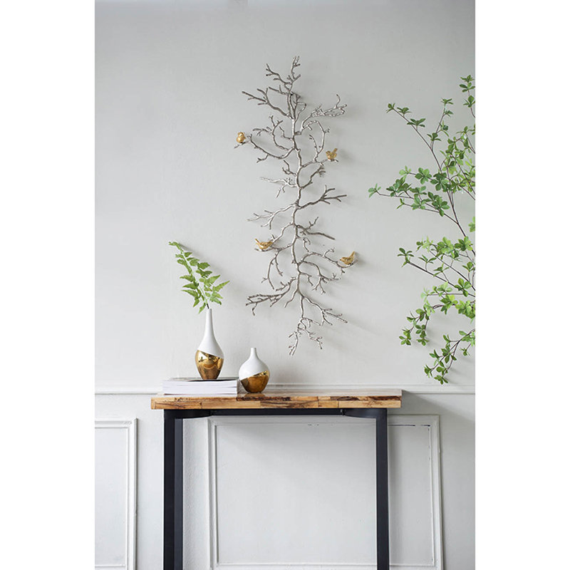 Handmade Modern Plants & Flowers Wall Decor on Aluminum, 44''H X 13.4''W X 5.5''D