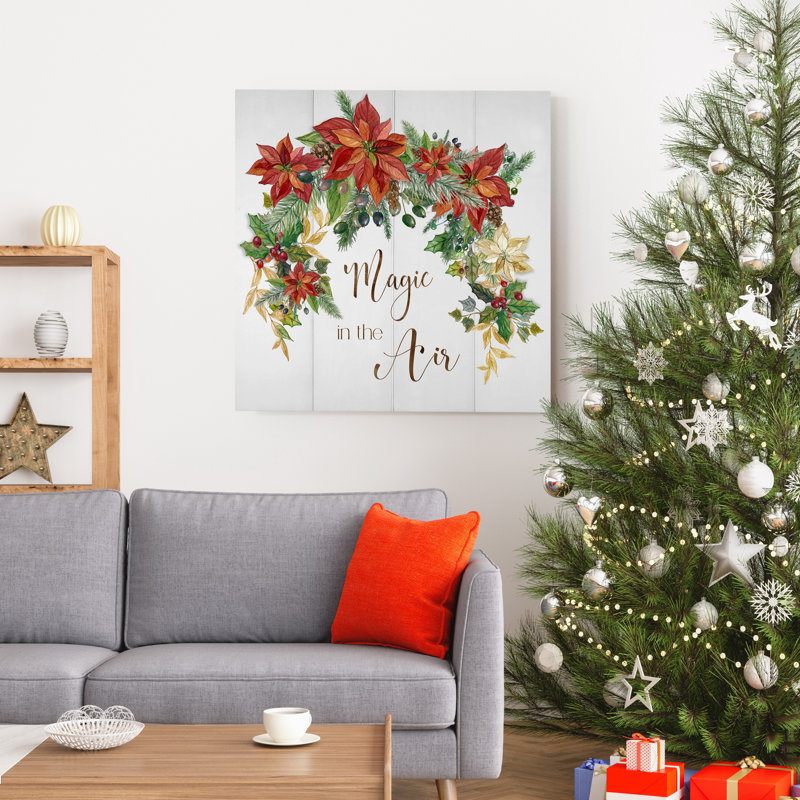 Poinsettia Magic - impression sur toile tendue, H 10 po x l 10 po x P 1,5 po