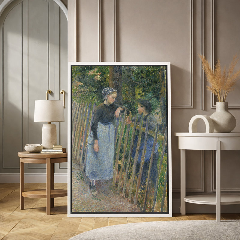 «Quiet Garden Conversation», images de personnages de campagne européenne, impression sur toile encadrée