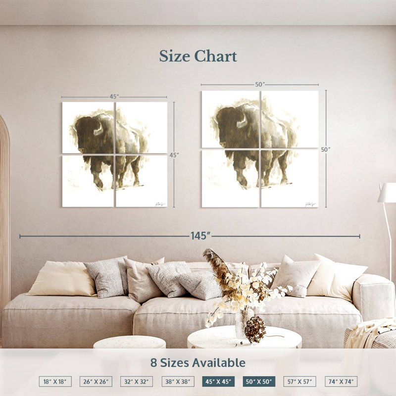 Brampt Rustic Bison II, 45" H x 45" W