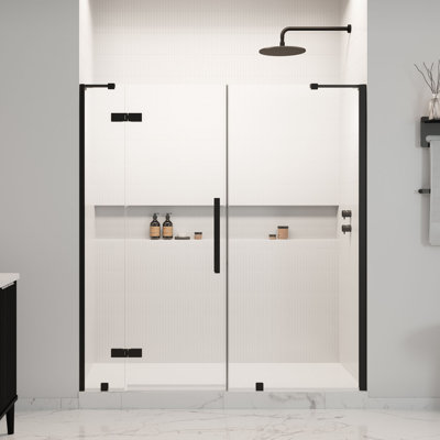 OVE Decors Tampa 69 To 71 5/16 In. W X 72 In. H Alcove Frameless Pivot Hinge Shower Door In Black, 2025
