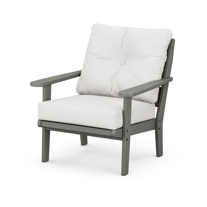 Chaise à assise profonde Lakeside, Toile naturel, Gris ardoise