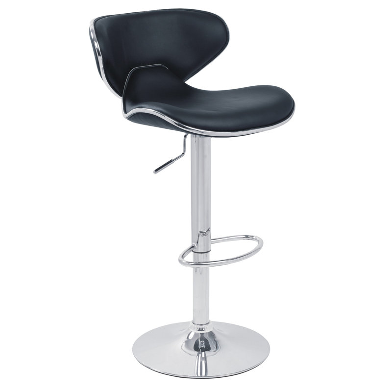 Baudette Swivel Upholstered Adjustable Height Counter Stool with Metal Frame, Black
