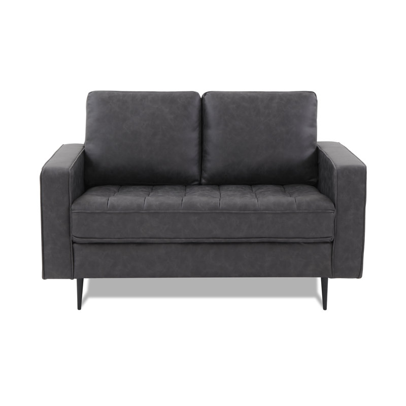 Ambon 2 Seater Faux Leather Loveseat, Grey