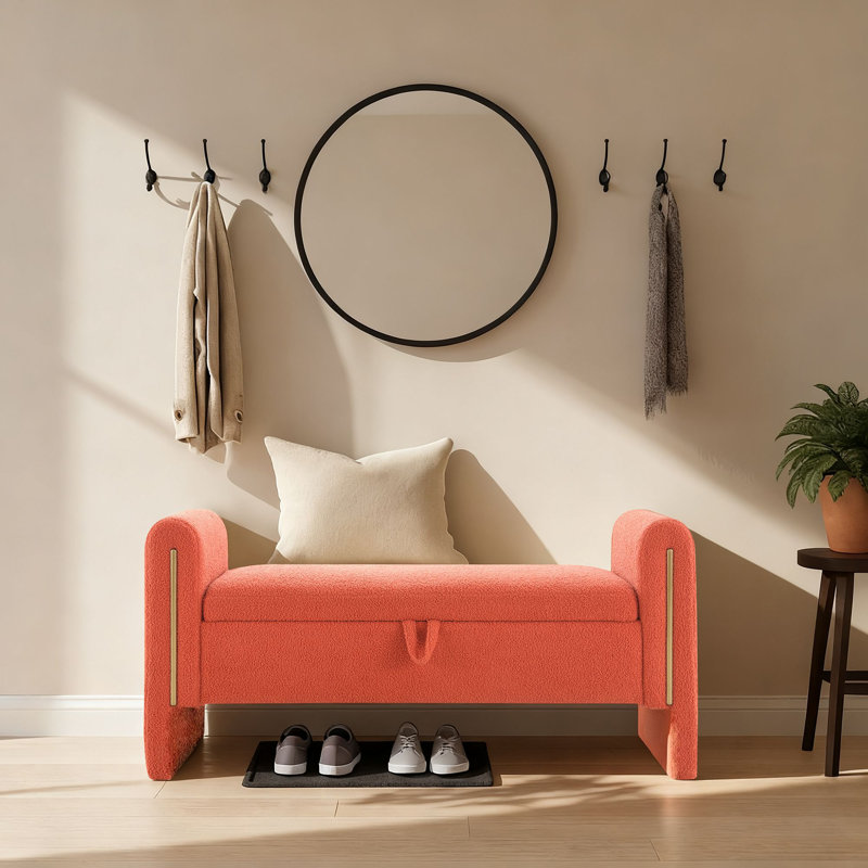 Banc de rangement en tissu Teddy, Orange