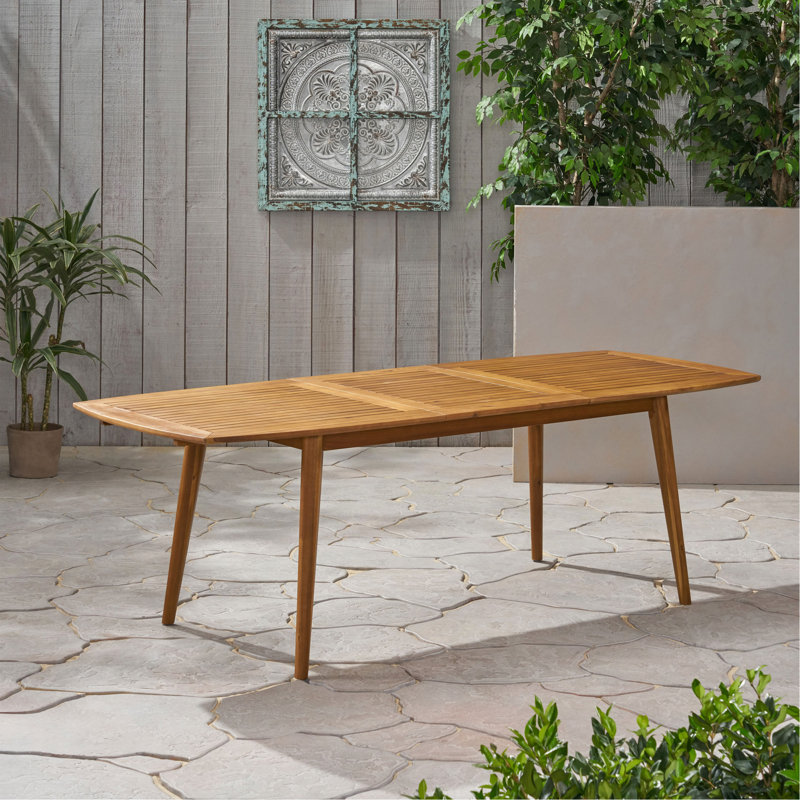 Table de salle à manger d'extérieur en bois d'acacia extensible, teck, Teck