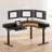  66" Height Adjustable L-Shaped Desk With Power Outlets and 3 Drawers-687522760