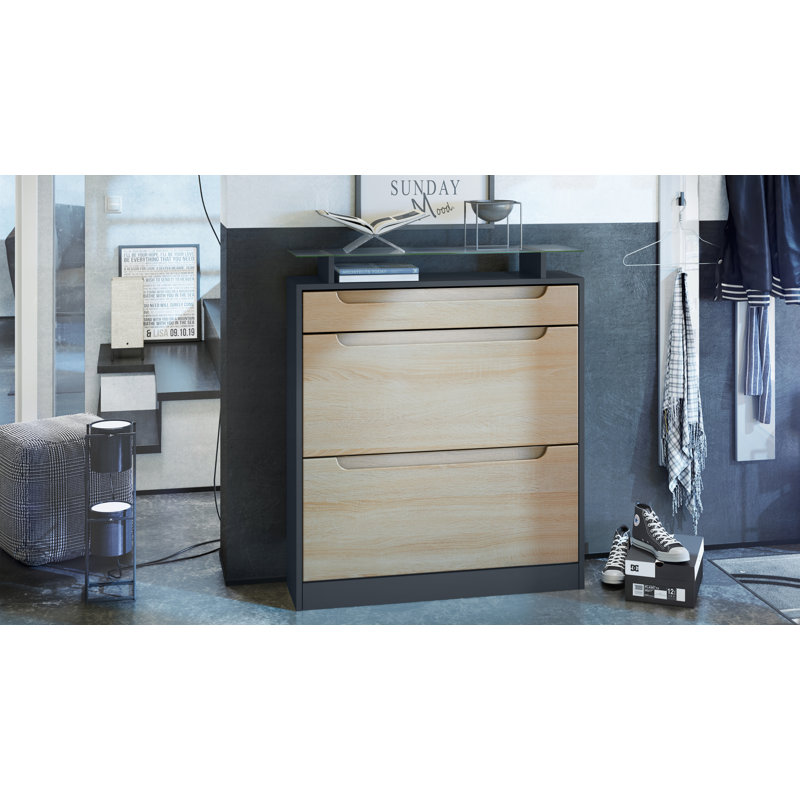 16 Pair Shoe Storage Cabinet, Cream/White