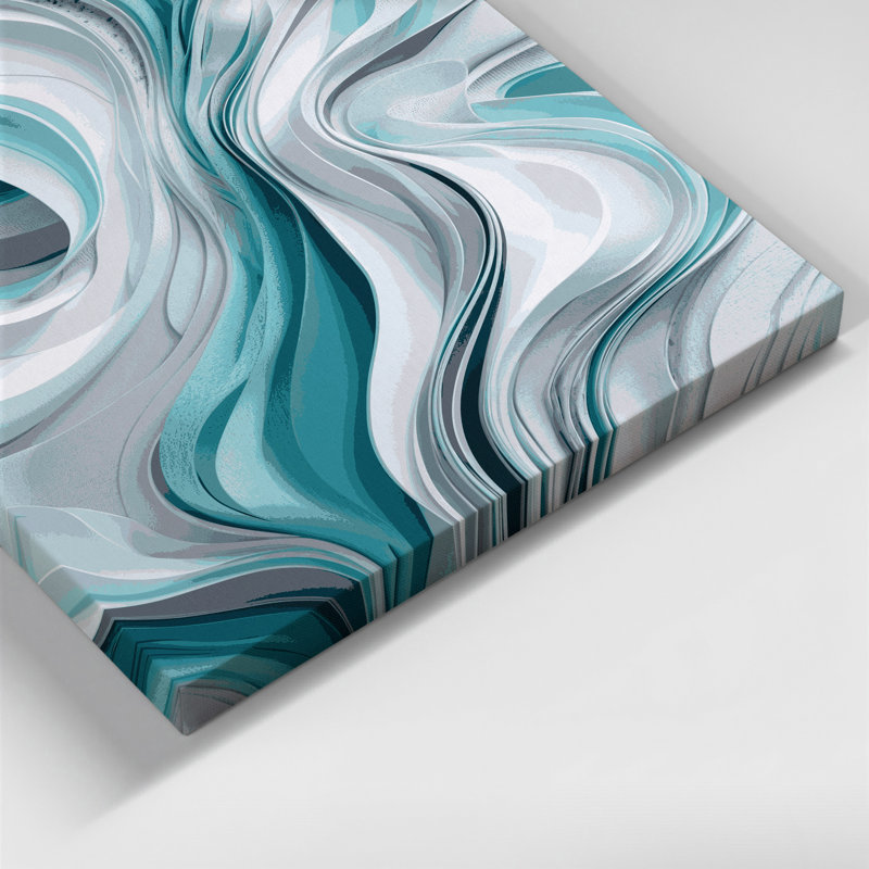 Art numérique sur toile bleue, "Abstraction numérique 39", H 11 po x l 14 po