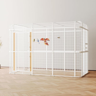 120.1"W×81.5”H Extra Large Metal Walk-In Bird Cage With Perches & Feeding Cups