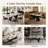 86'' Modern Minimalist Rectangle Dining Table for 4-6, Faux Marble Dining Table with Black N Shaped Legs for Home, Kitchen, Living Room-188210010