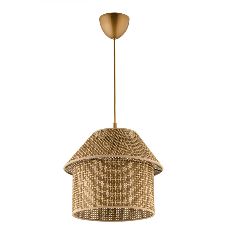 Lustre élégant avec finition beige et or, hauteur réglable de 12,9 à 27,6 pouces | Corps en plastique durable, capuchon en PVC, plaque de base de 9 po x 2,8 po | Douille E27, 40 W maximum | Parfait pour l'éclairage du salon et de la salle à manger