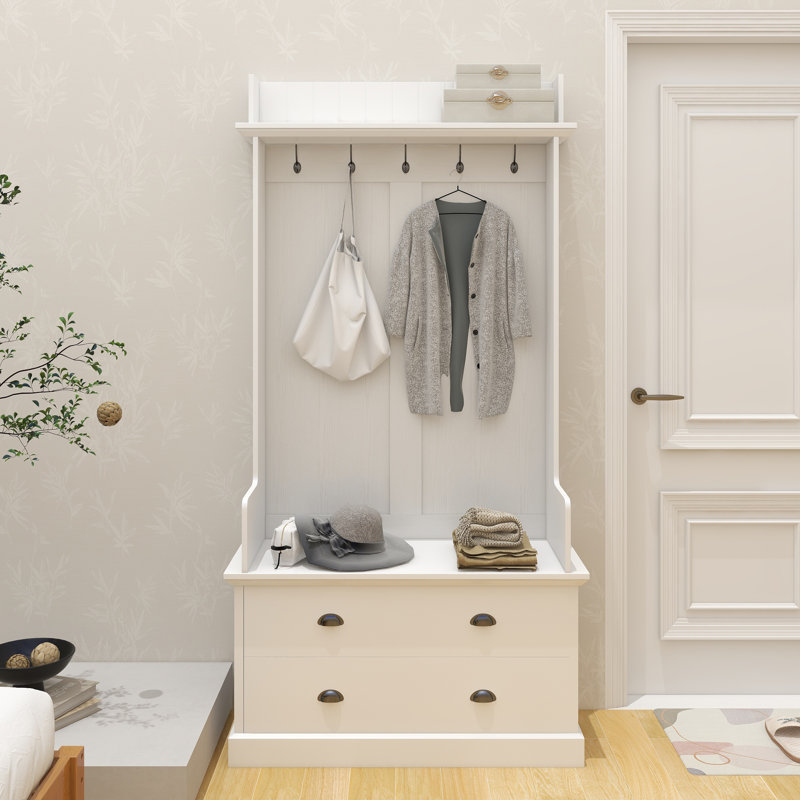 Portemanteau avec banc, Blanc