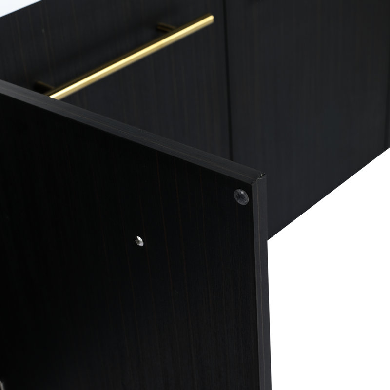 Meuble-lavabo de 60 po - Perspectives élégantes, entrée à fermeture en douceur, couleur châtaignier noir, généreux espace de rangement, style classique en contreplaqué, charnières, finition, rangement spacieux, fabrication