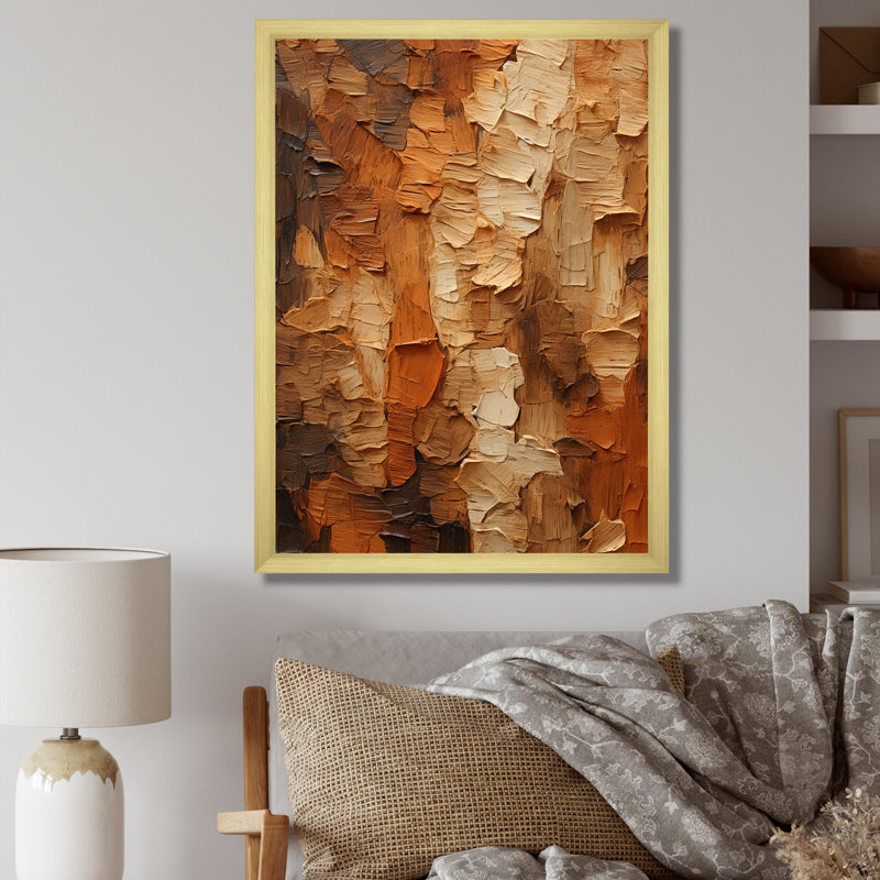 «Brown Tree Bark Essence 2», reproduction sur toile encadrée, H 40 po x l 30 po x P 1,5 po, Cadre doré simple