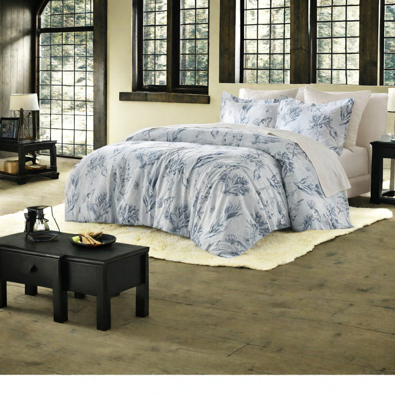 Luxury 3-piece Cotton Bedding Sets, King Size, Botanical Print, Ideal For Home Comfort