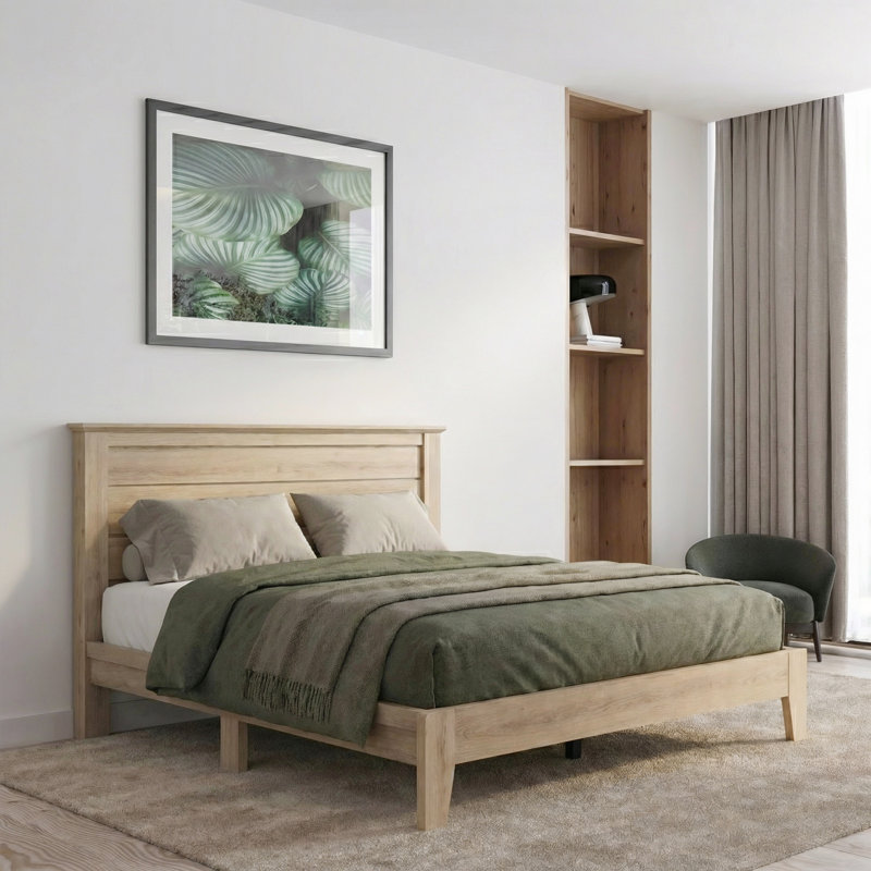 Walter Contemporary 66.1'' W Platform Queen Bed with Headboard, Queen, Oslo Oak