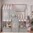 Wooden House Bunk Bed With Storage Staircase, Open Storage Platforms, Additional Shelf, Roof, Cute Windows And Center Door-819311233