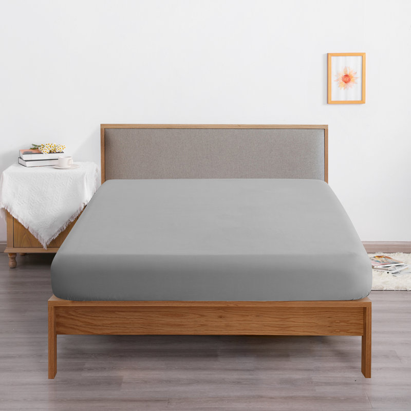 Fitted Bed Sheet Only, 1800 Brushed Microfiber Deep Pocket Fitted Sheet - NTBAY, Queen Fitted Sheet, Smoke Gray