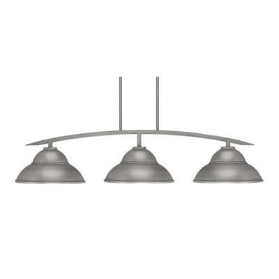Luminaire pour îlot de cuisine 3 lumières kurve au fini graphite avec abat-jour en métal à double bulles de 13 po