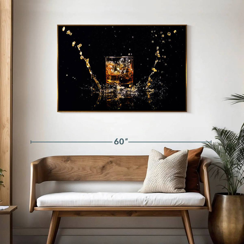 Whisky Splash, 19 po x 13 po, Cadre flottant doré