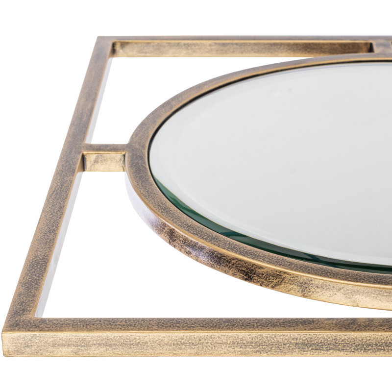 Arnisha Round Gold Iron 18" Floating Frame Mirror