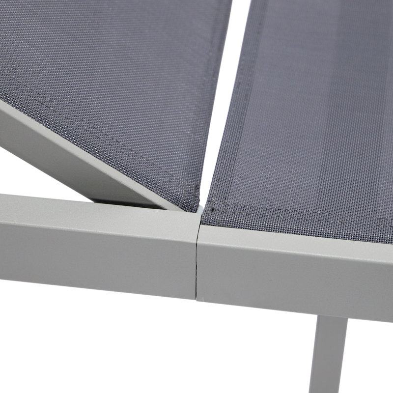 Ensemble de chaises longues d'extérieur en métal avec table, Gris foncé, gris
