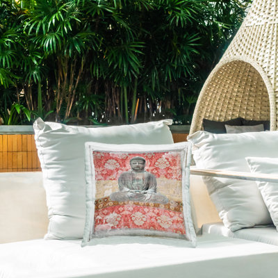 Coussin d'extérieur à imprimé bouddha traditionnel par Irena Orlov