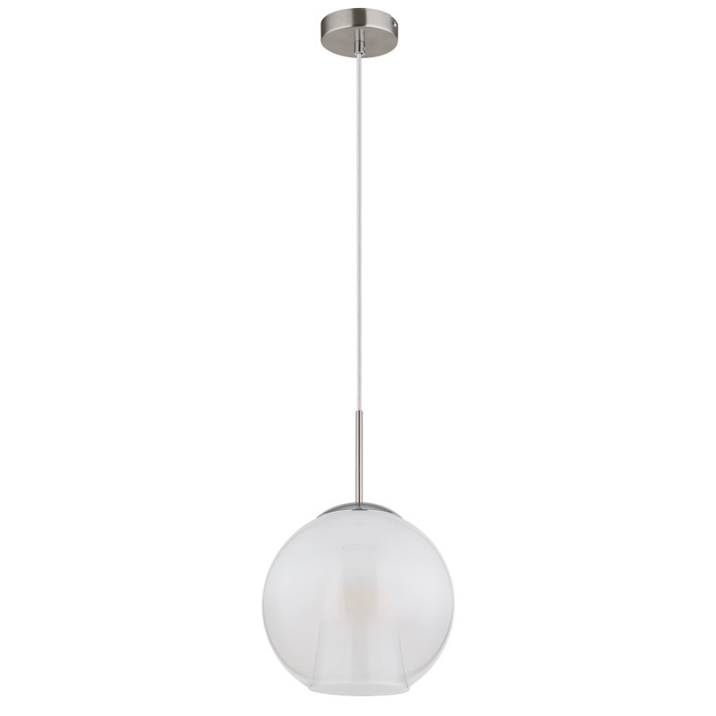 Decola 1 - Light Pendant, Opaline, Brushed nickel, 70cm W x 25cm D