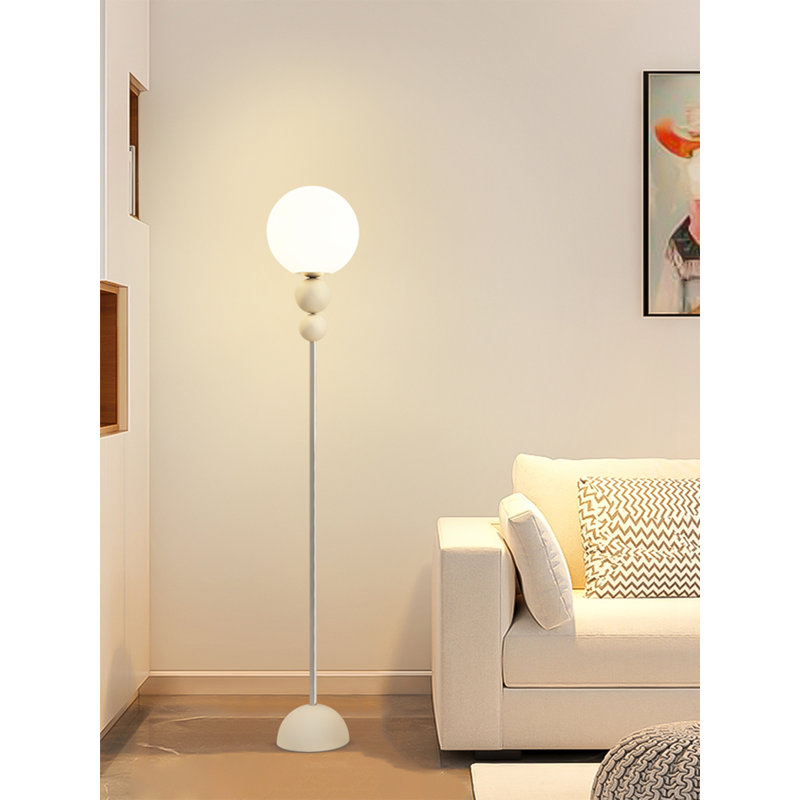 Lampe sur pied moderne en fer et PVC minimaliste, Crème, crème