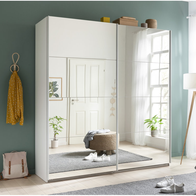 Systema 2 Door Manufactured Wood Wardrobe, 223cm H x 200cm W x 60cm D, White
