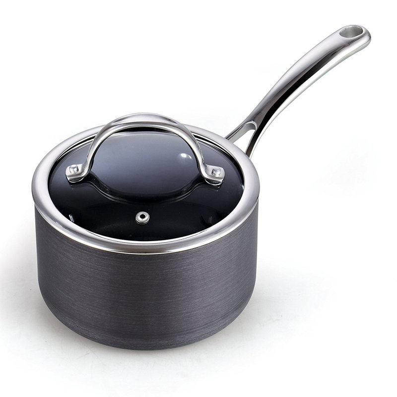 Cooks Standard 2-Quart Black Hard Anodized Nonstick Saucepan with Lid