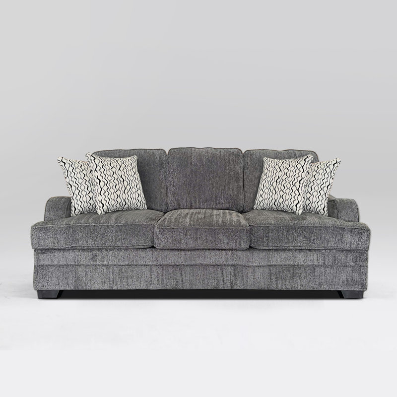 Ensemble de canapés fixes 2 pièces en tissu GRIS FONCÉ avec 8 coussins