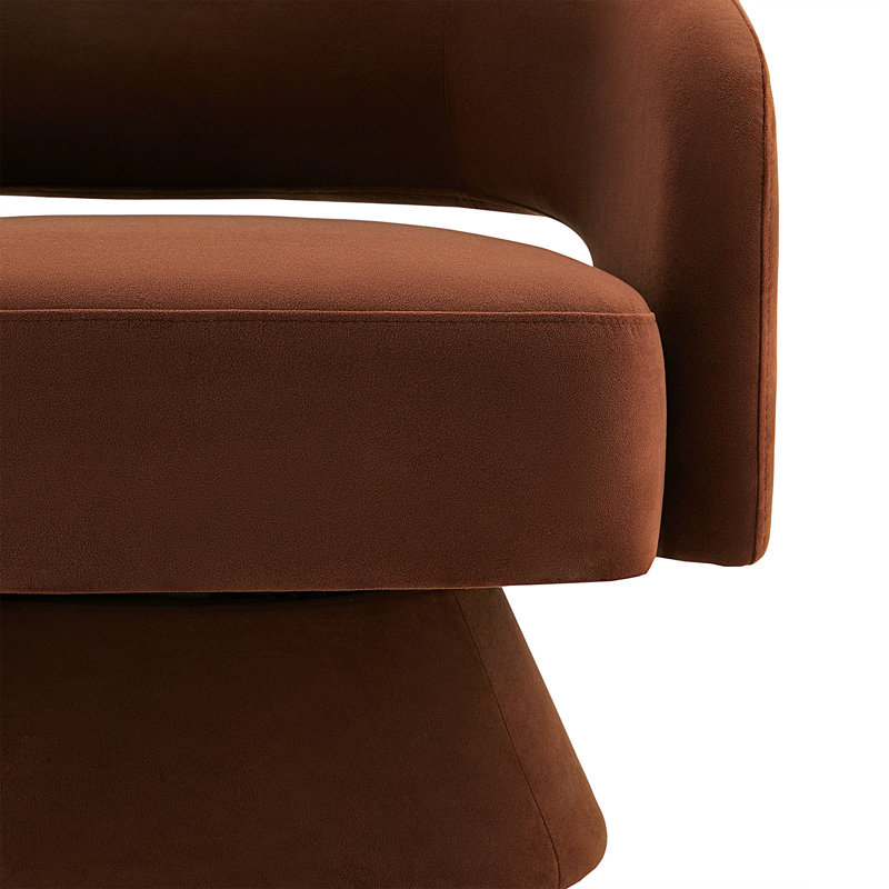 Fauteuil d'appoint pivotant Bhupendra, Velours rouille