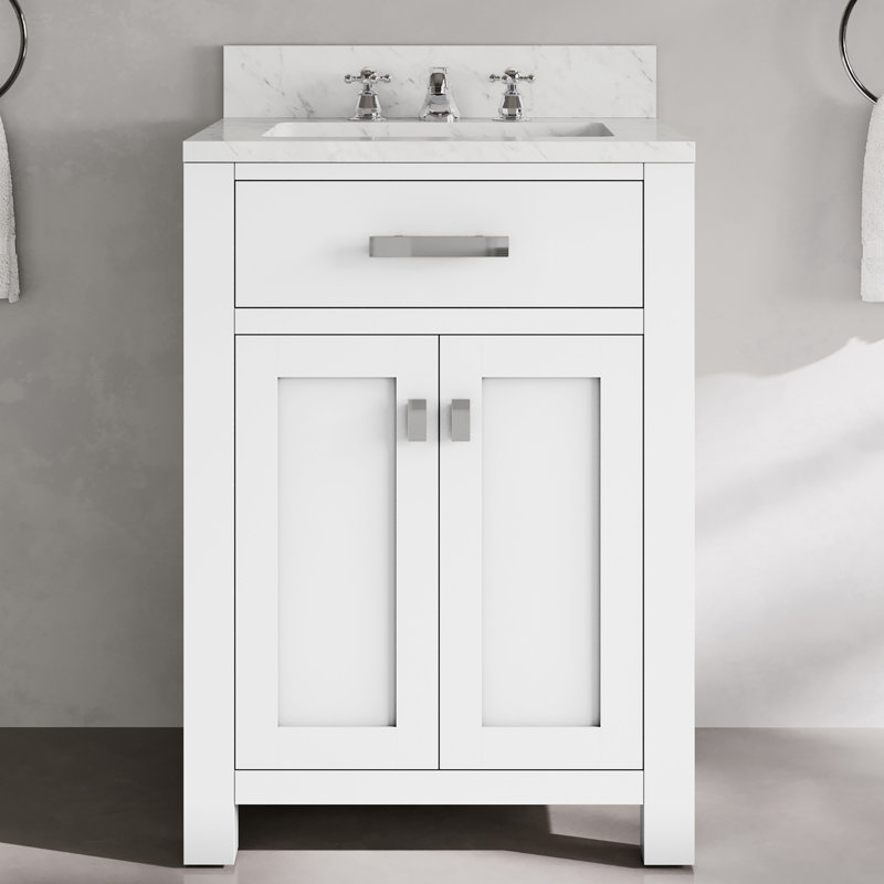 Ensemble de meuble-lavabo simple 24 po Minnetrista, Blanc pur, Chrome chrome
