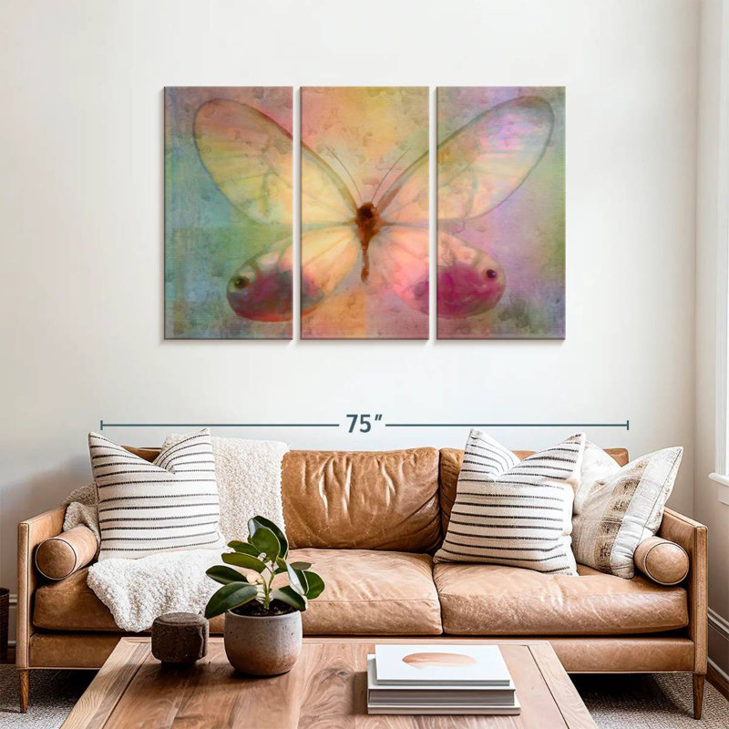 Aquarelle de papillon jaune Brampt, H 36 po x l 57 po