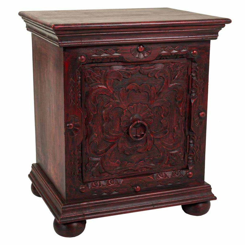 Gamby 50cm W Solid Wood Bedside Table, Red