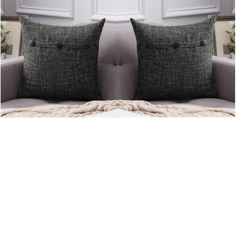 Buttons Chenille Throw Pillow, Black