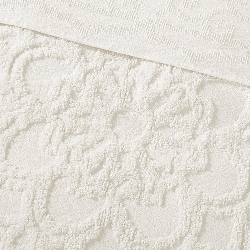 Couvre-lit à médaillon 100% coton chenille à franges pour très grand / très grand lit, très grand lit, envoûtant